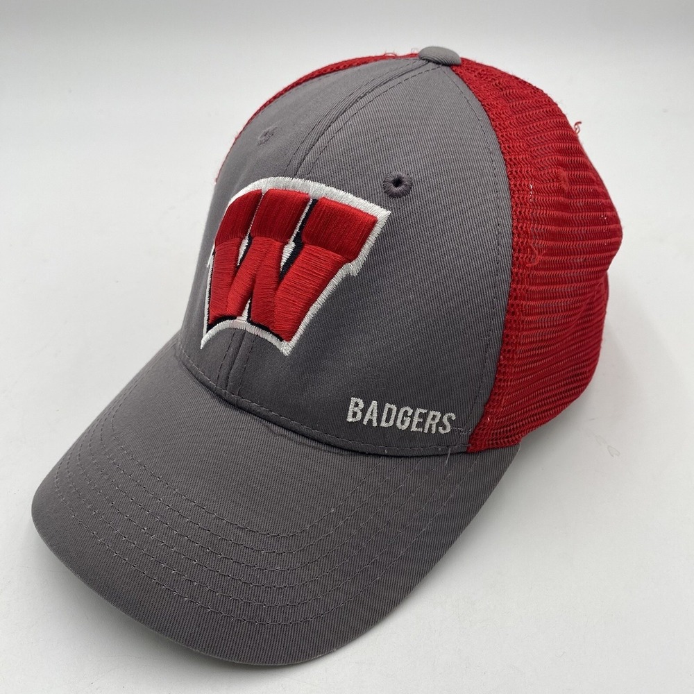 Wisconsin Badgers Snapback Hat‎ Trucker Captivating Red Gray Dad Hat VGC